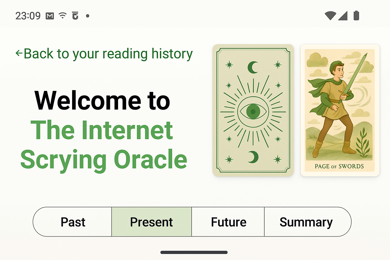 The Internet Scrying Oracle app on various devices